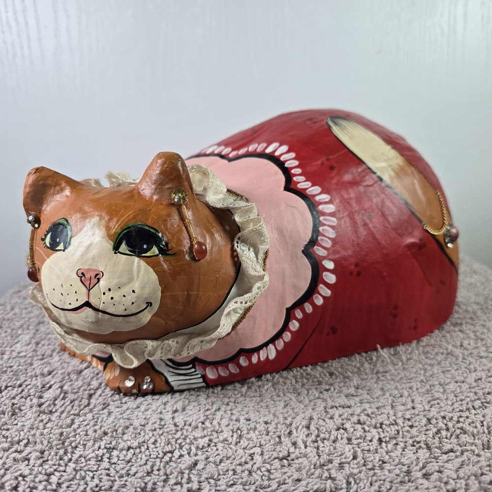 Vintage Hand Painted Papier-mache Cat